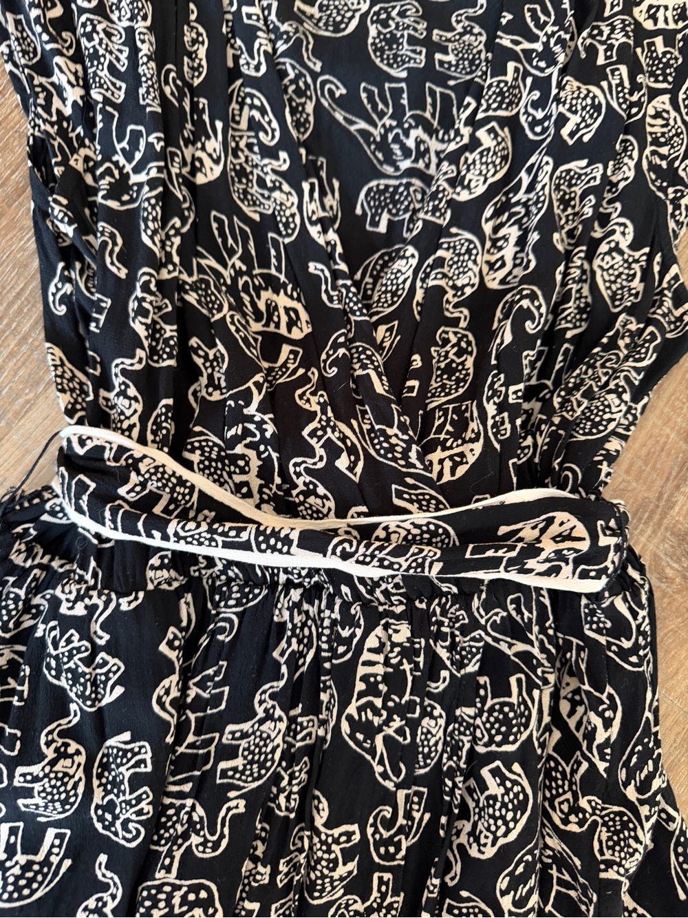 Maeve Elephant Black Printed Short-Sleeve Belted Dress - Picture 3 of 8